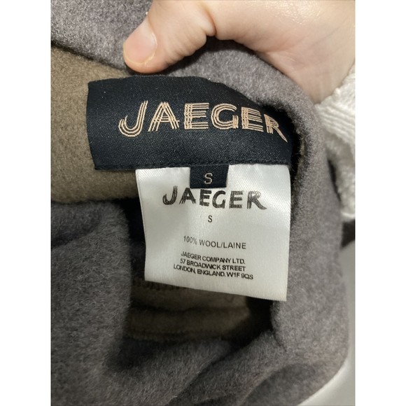 Jaeger Pure Wool Reversible Coat Jacket Coatigan Camel Grey Small - Picture 3 of 7